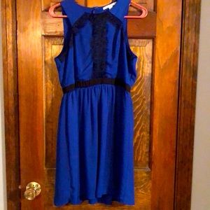 Francesca’s Blue w/ Black Lace  Dress